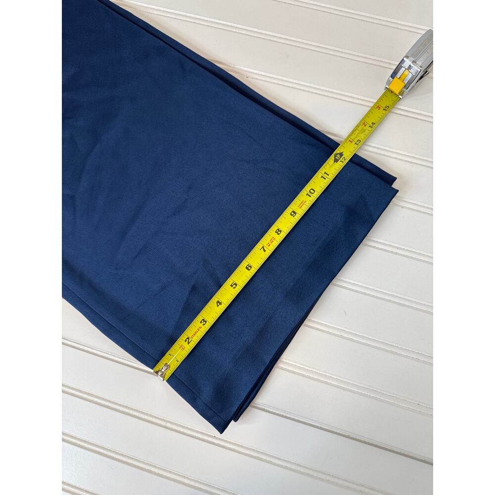 Halston Wide Leg Pants Navy Blue Satin Gorgeous High Waisted Belted Size 14 - Picture 5 of 8